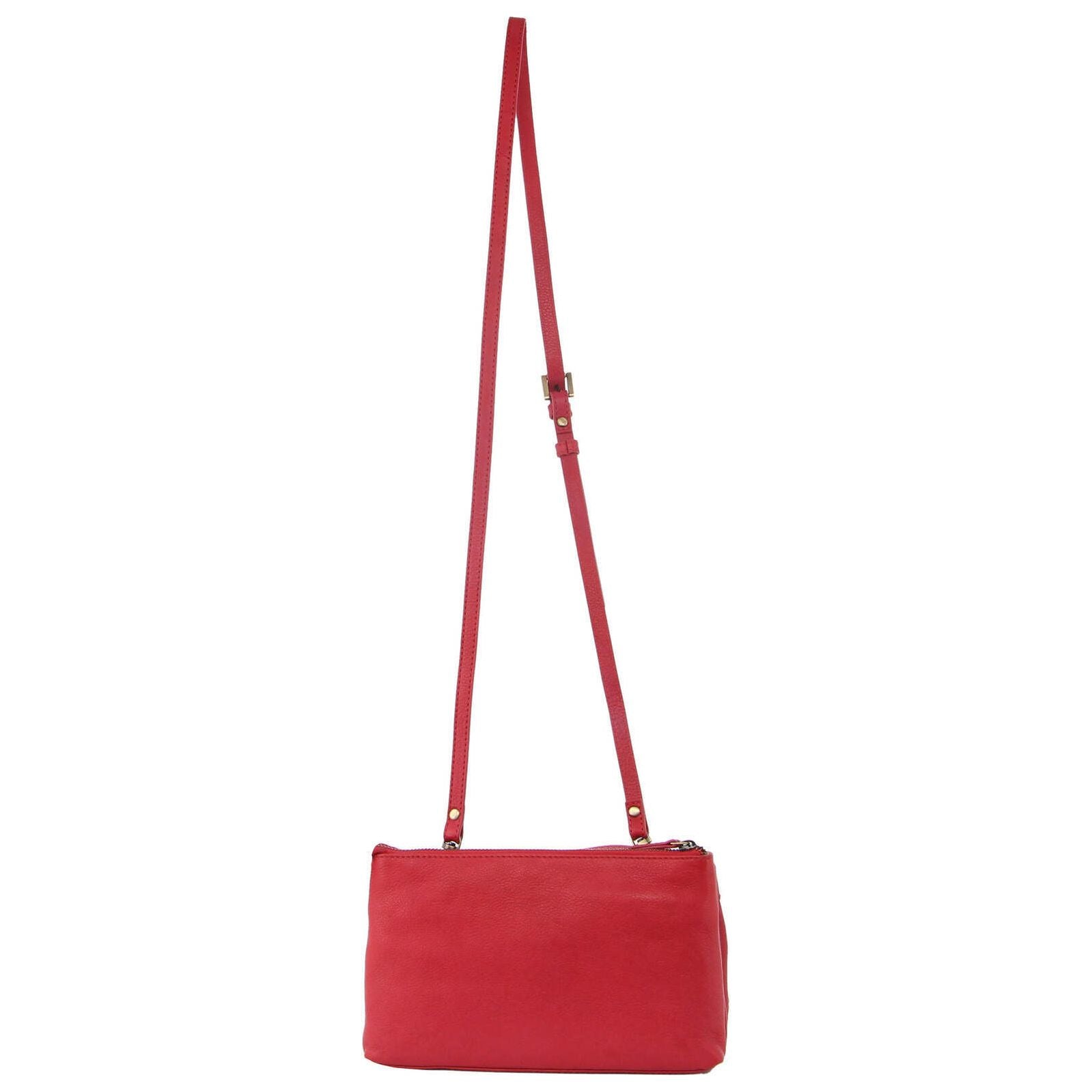 3PC Set Pierre Cardin Womens Woven Leather Cross-Body Bags + Backpack - Red