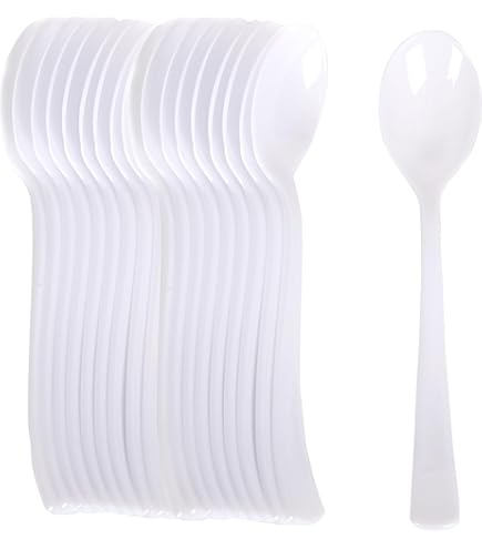 1200x Reusable & Disposable Plastic Spoons BPA Free Bulk Cutlery in White