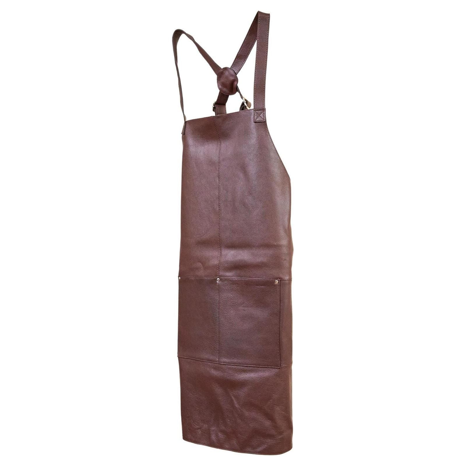 Pierre Cardin Professional Leather Apron Butcher Woodwork Hairdressing Barber Chef - Brown