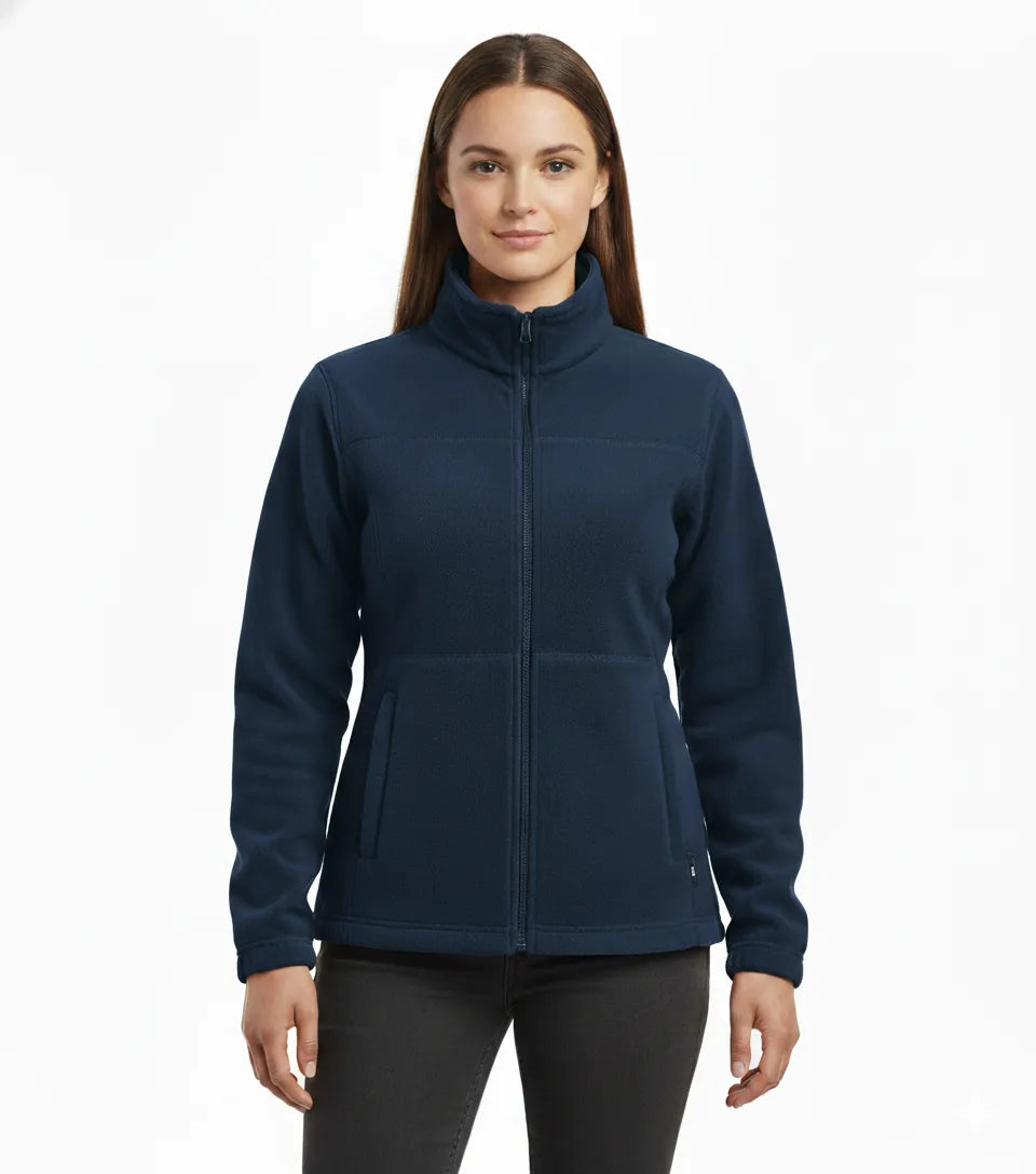 Womens Polar Fleece Full Zip Jumper Jacket Winter Warm in Navy Blue