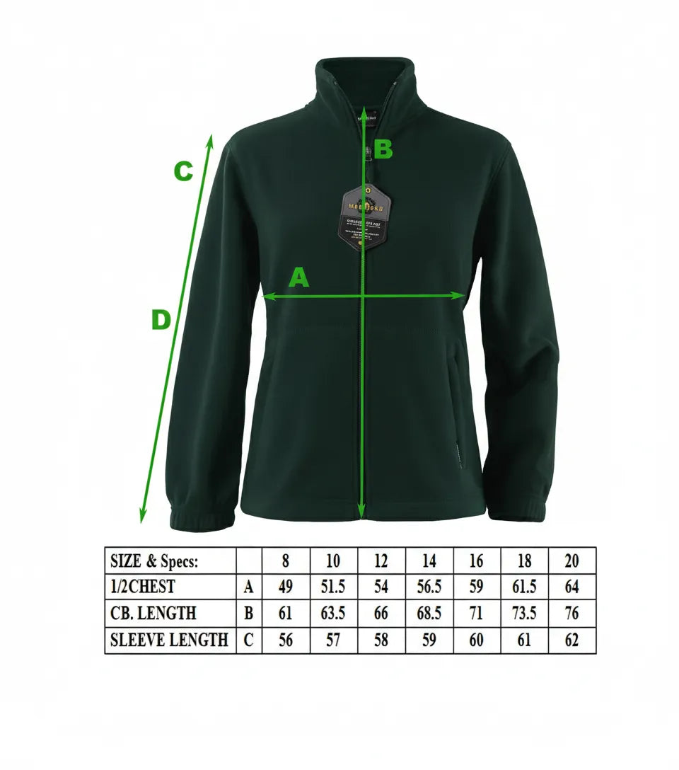 Womens Polar Fleece Full Zip Jumper Jacket Winter Warm in Bottle Green