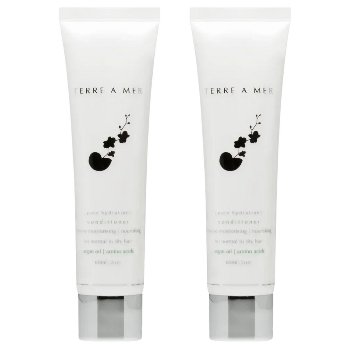 2x Terre A Mer Pure Hydration Amino Acid/Argan Conditioner - 60ml Travel Size