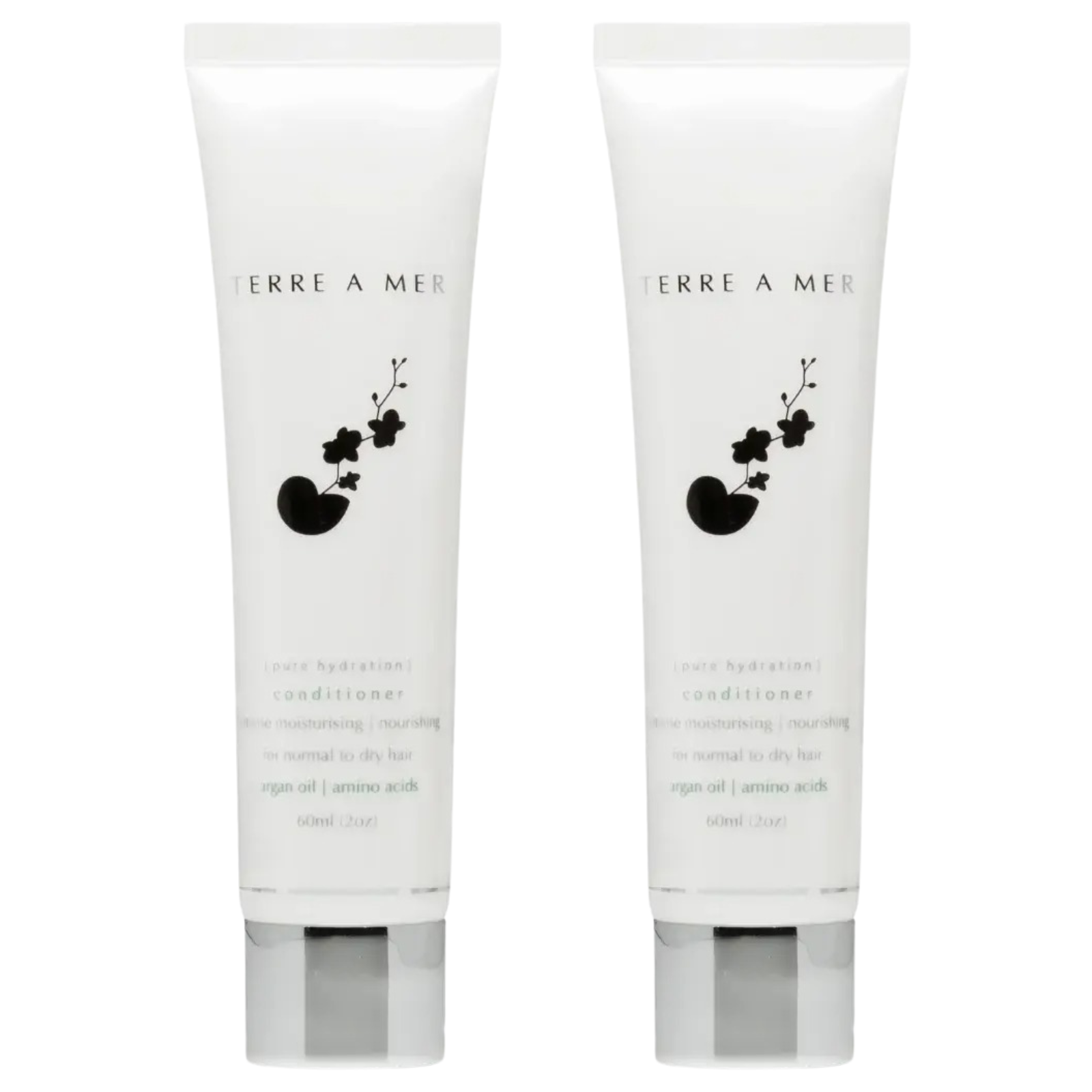 2x Terre A Mer Pure Hydration Amino Acid/Argan Conditioner - 60ml Travel Size