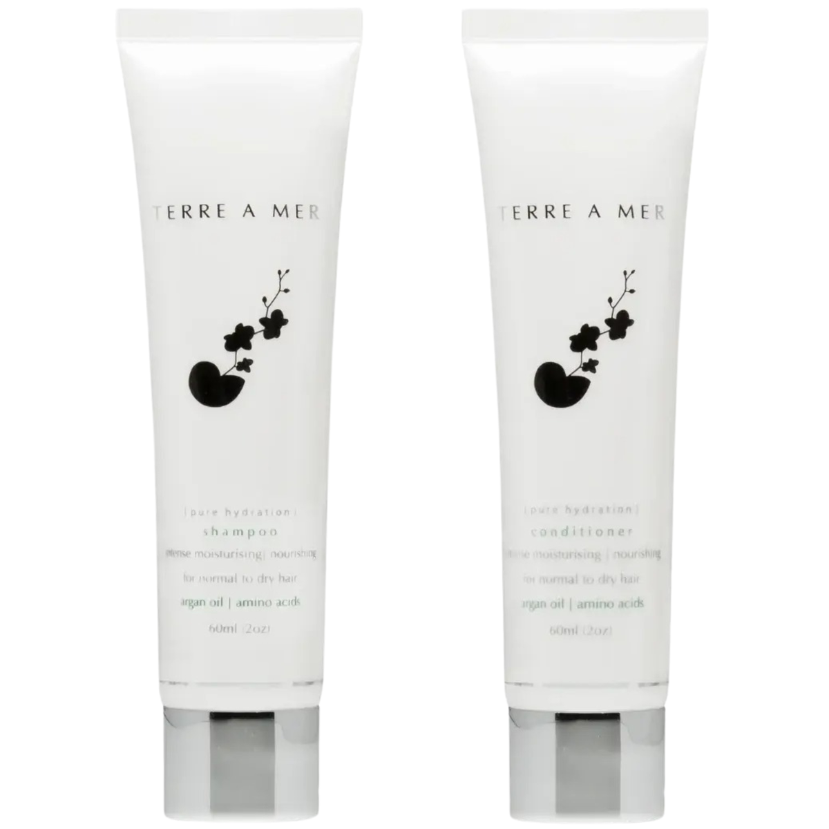Terre A Mer Pure Hydration Amino Acid/Argan Oil Shampoo & Conditioner  - 60ml Travel Size