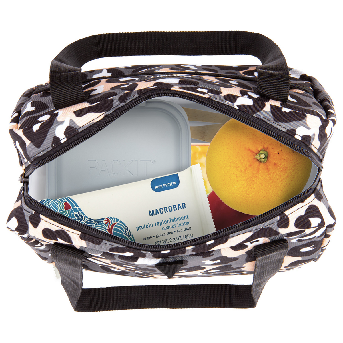 PACKIT Freezable Ice Lunch Bag Tote Food Storage Camping Travel Tiger - Wild Leopard