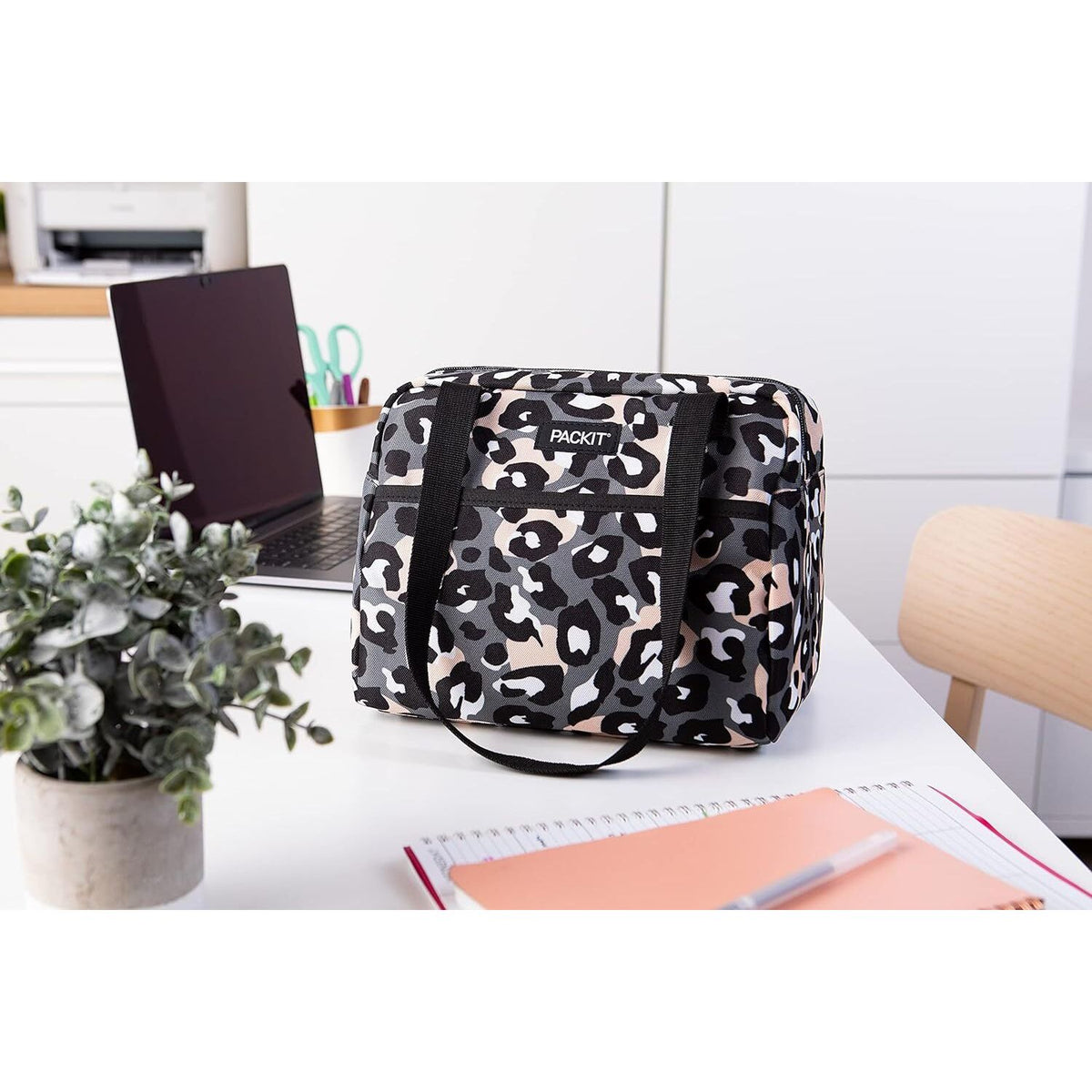 PACKIT Freezable Ice Lunch Bag Tote Food Storage Camping Travel Tiger - Wild Leopard