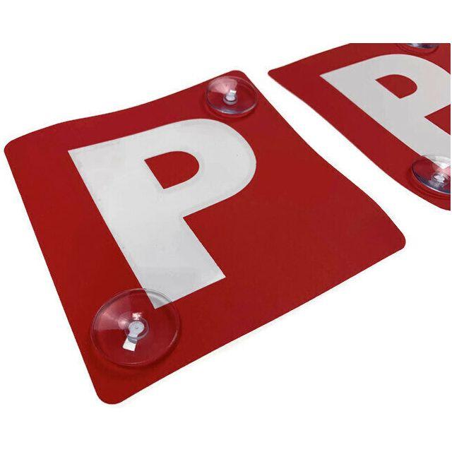 2x RED P PLATES Stay-Put Suction Disks Probationary Car Window Signs NSW
