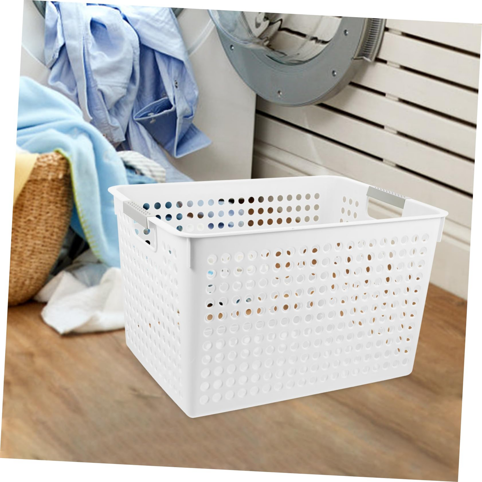 24x Premium Plastic Storage Basket Bulk w/ Grip Handles 27*18*14cm