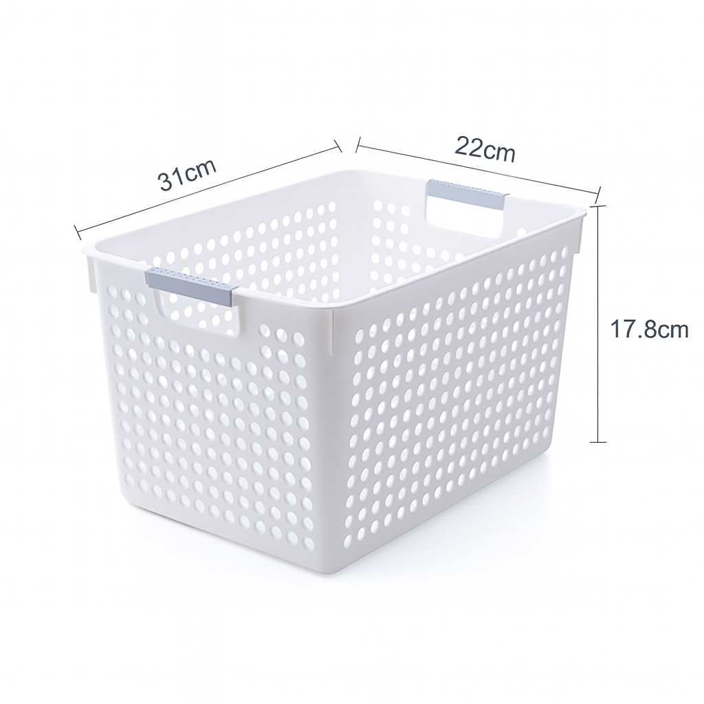 24x Premium Plastic Storage Basket Bulk w/ Grip Handles 31*22*17.8cm