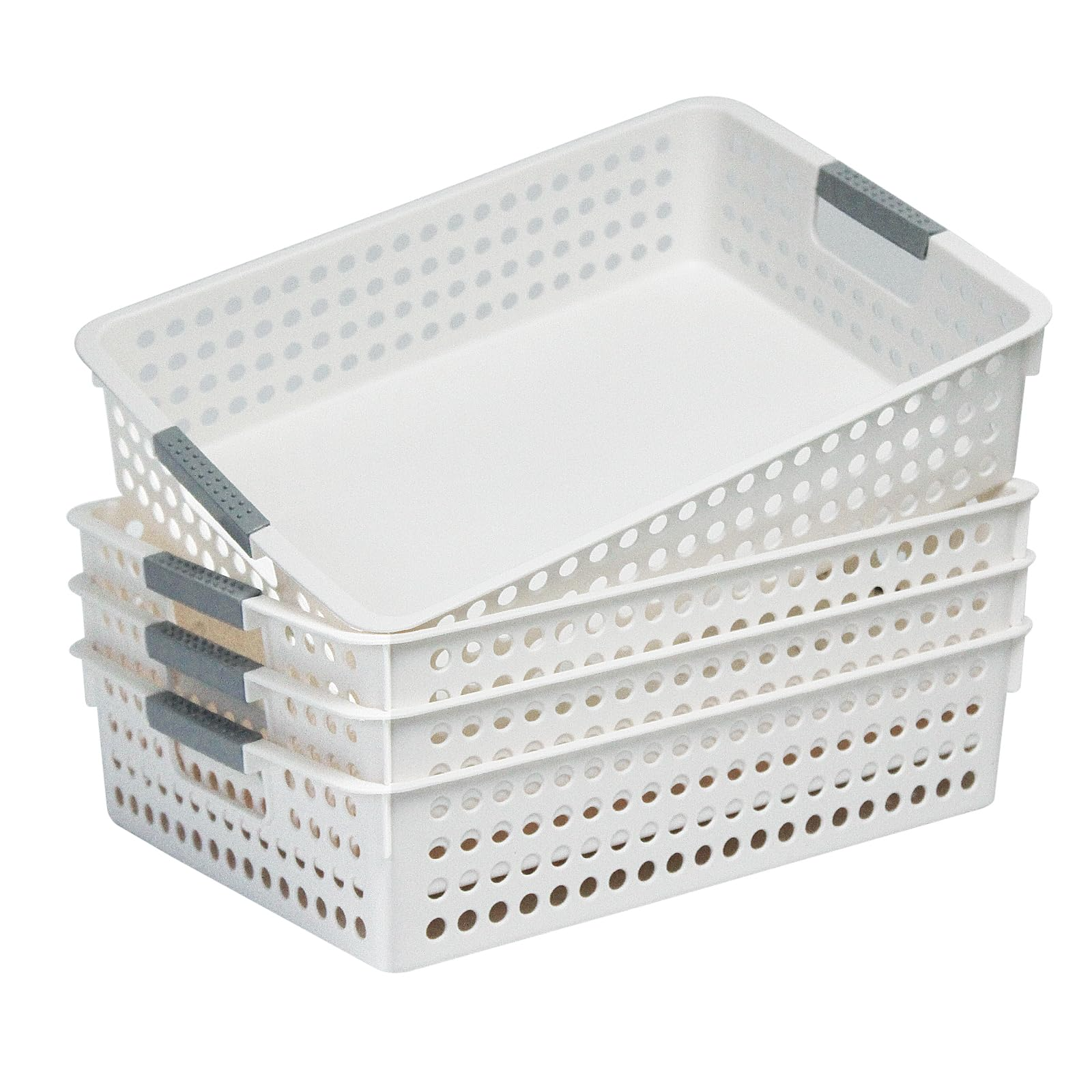 24x Premum Plastic Storage Basket Bulk w/ Grip Handles 36*25.5*8.5cm