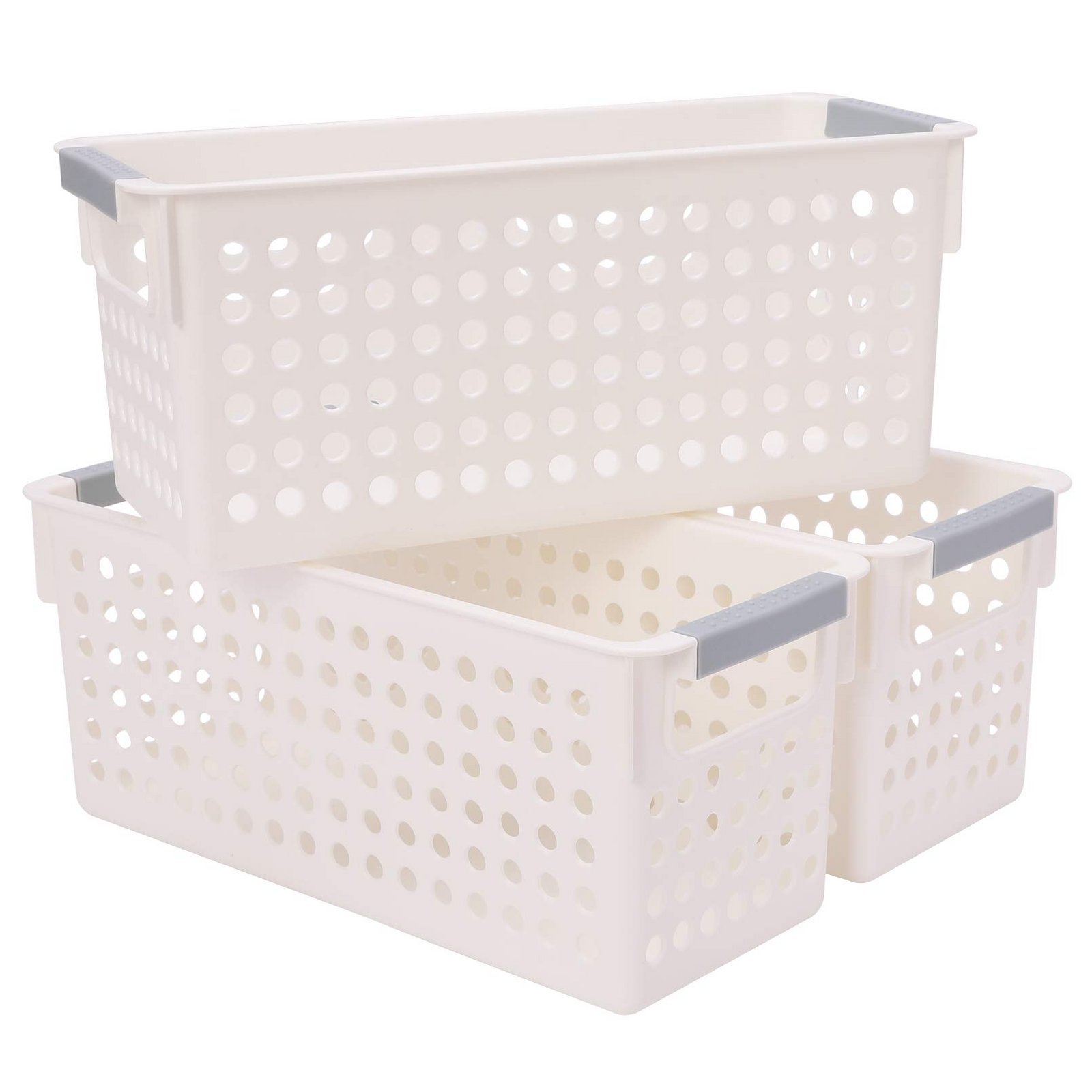 16x Premium Plastic Storage Baskets Bulk w/ Grip Handles 39.5*20.5*19.5cm