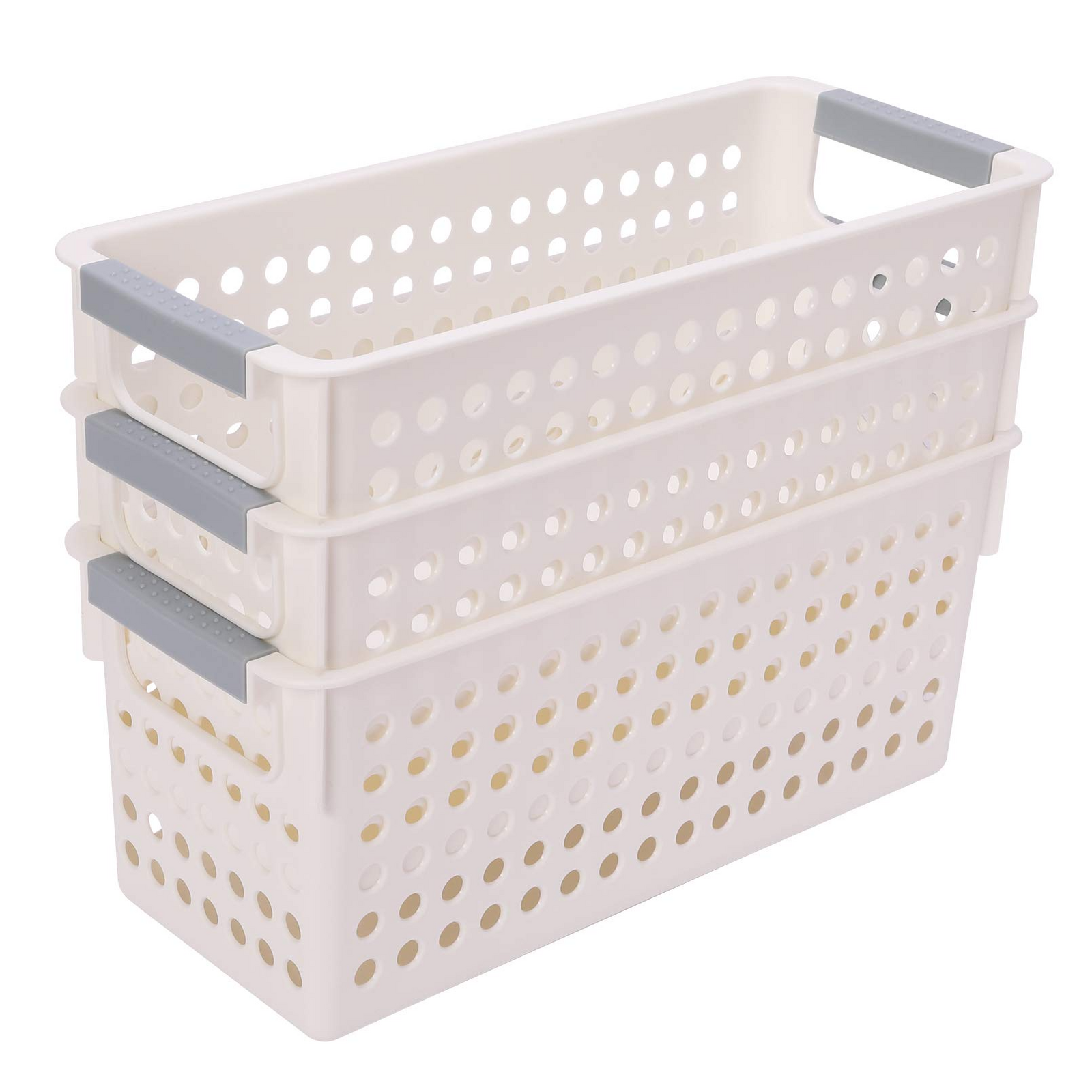 16x Premium Plastic Storage Baskets Bulk w/ Grip Handles 39.5*20.5*19.5cm