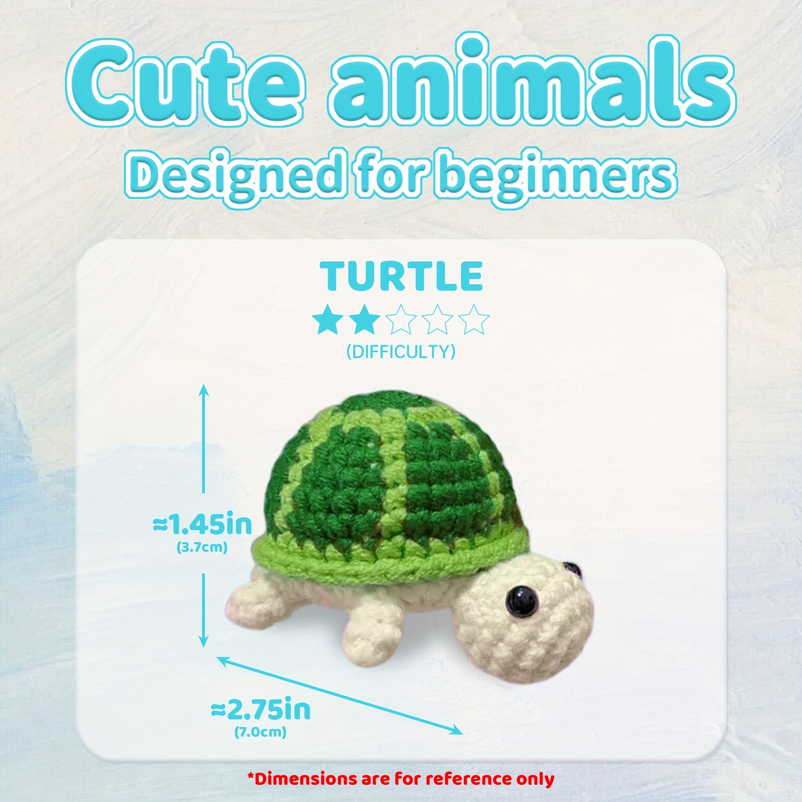 DIY Turtle Knitting Crochet Kit Needles Hooks Set Tools Yarn Sewing Grip