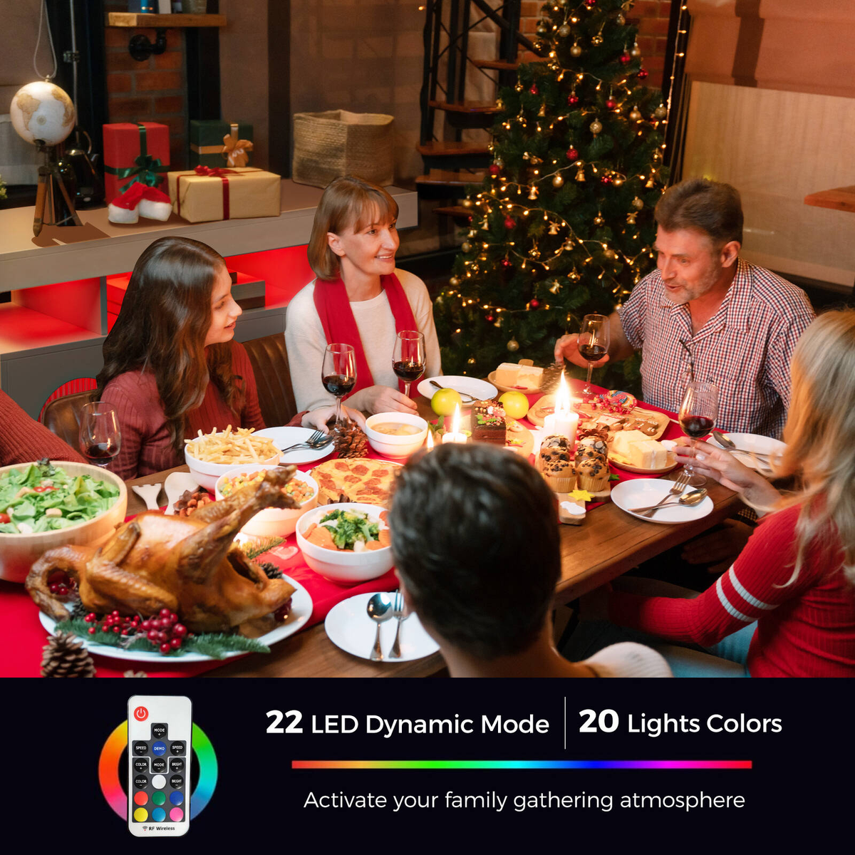 Buffet Sideboard Cabinet With RGB LED Light and Charging Station Console Coffee Bar White