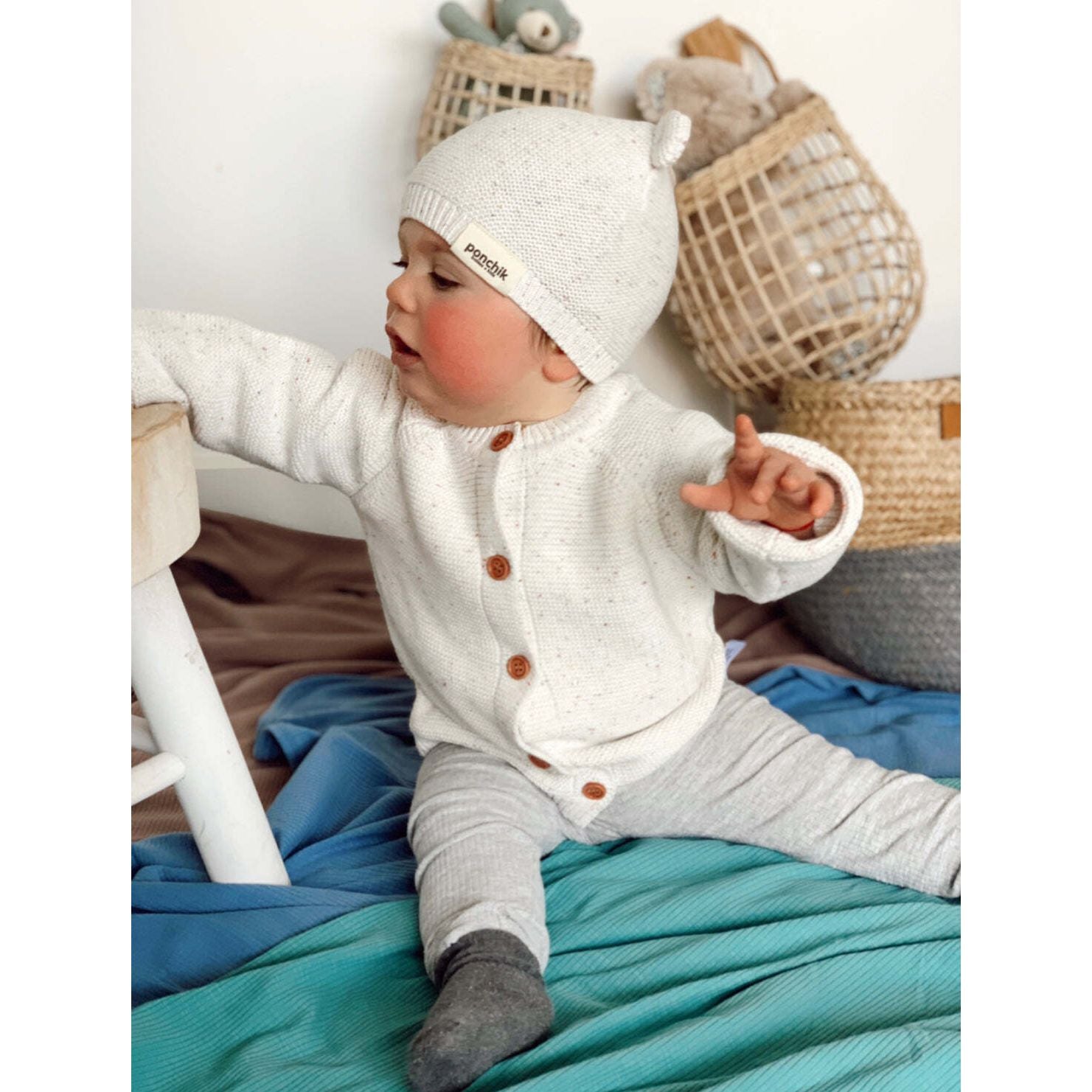 Ponchik Babies + Kids - Ribbed Swaddle Jersey Wrap - Jewel