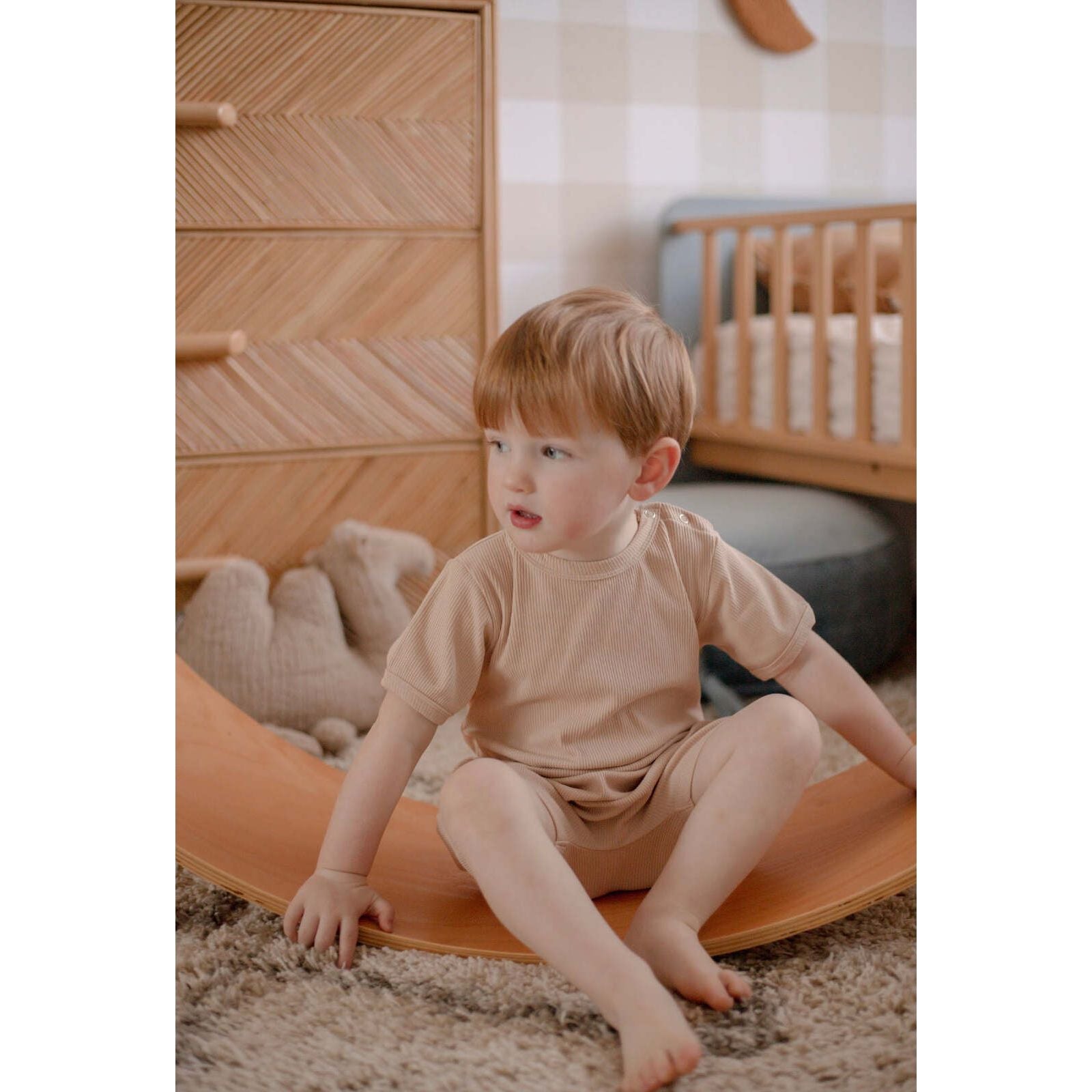 Ponchik Babies + Kids - Ribbed Cotton Romper - Sugar Cookie - 3-6 months