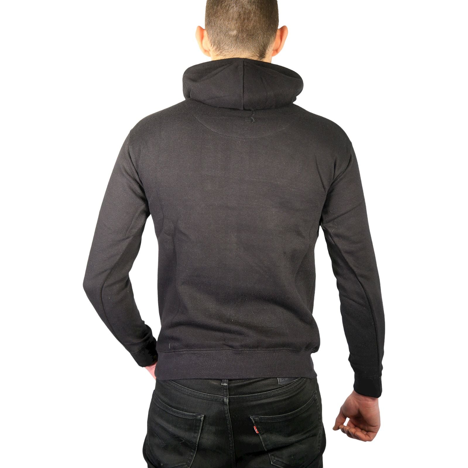 Adult Mens 100% Cotton Fleece Hoodie Jumper Pullover Sweater Warm Sweatshirt - Black - XL