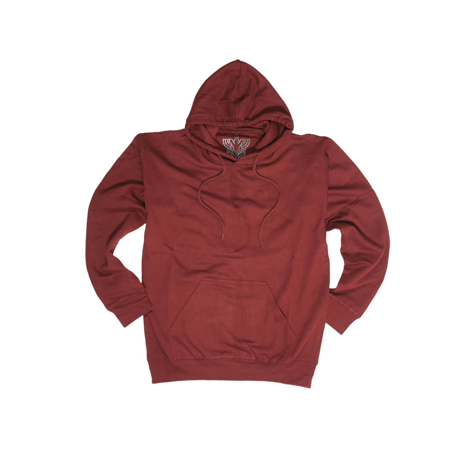 Adult Mens 100% Cotton Fleece Hoodie Jumper Pullover Sweater Warm Sweatshirt - Maroon/Burgundy - S