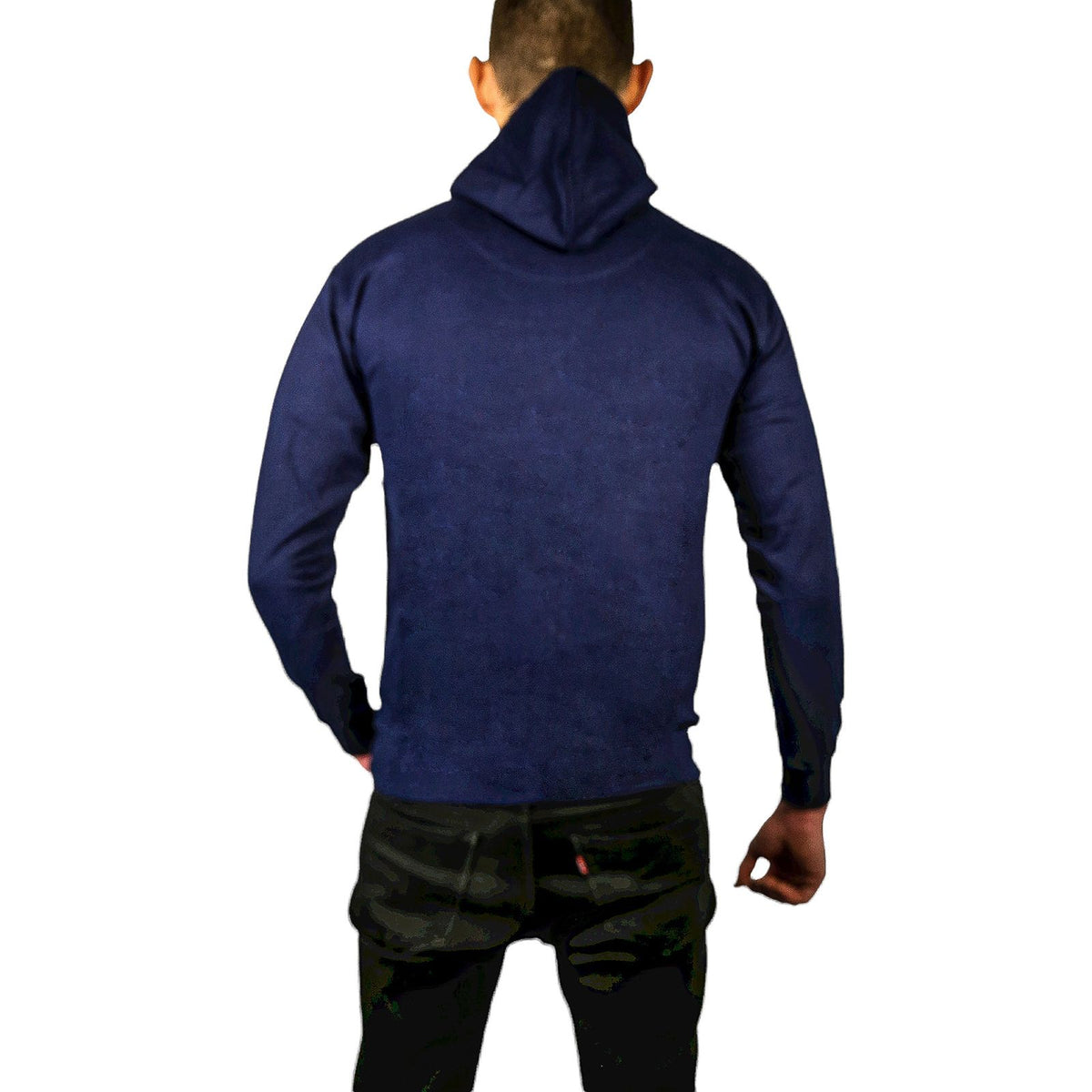 Adult Mens 100% Cotton Fleece Hoodie Jumper Pullover Sweater Warm Sweatshirt - Navy - XL
