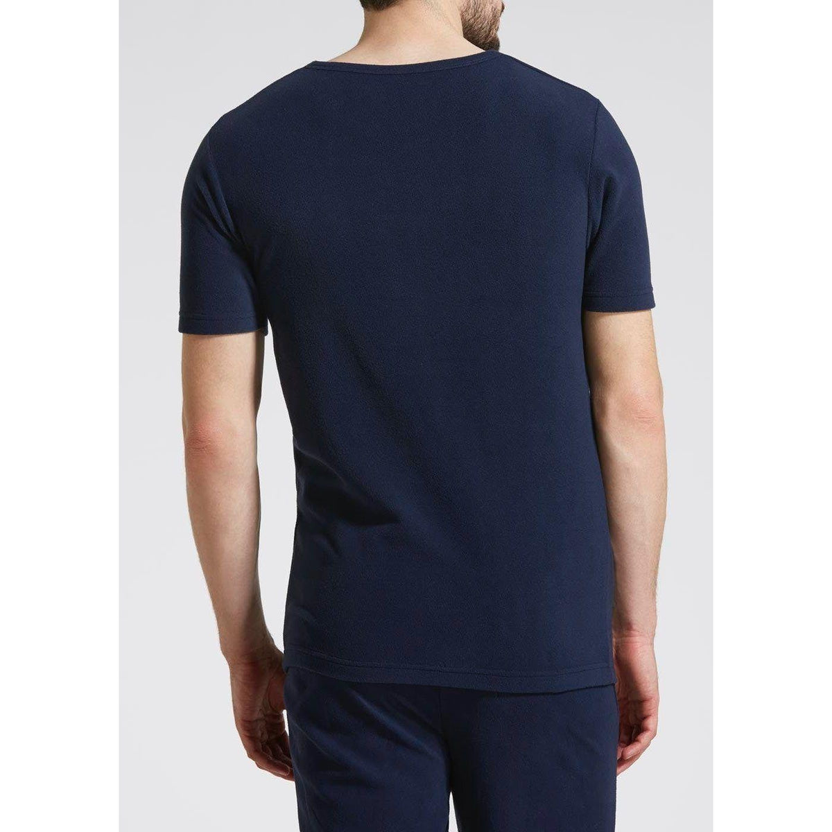 Mens Thermal Short Sleeve Top Microfleece Baselayer Underwear T Shirt - Navy - XL