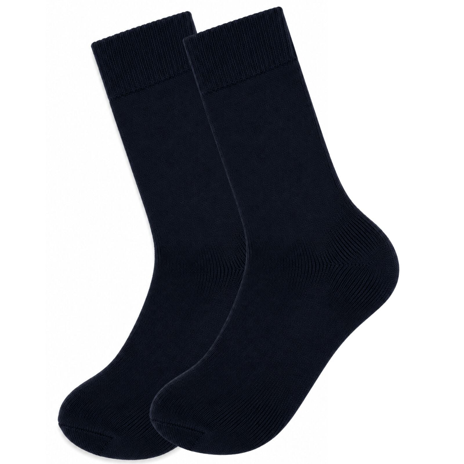 Merino Wool Mens Thermal Diabetic Socks Loose Top Circulation 12 Pairs - Navy