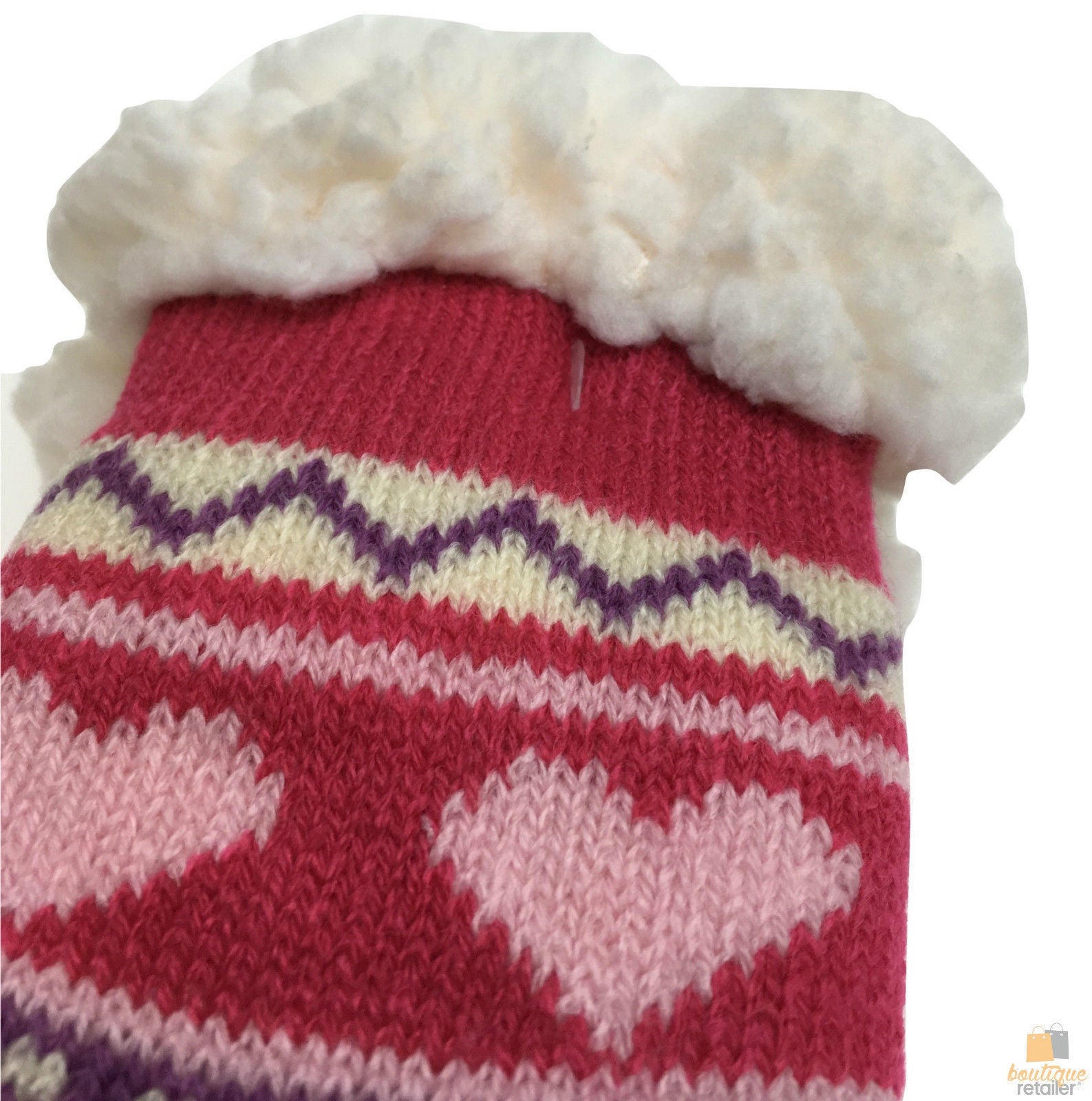 1 Pair KIDS Thick Fur Bed Socks Boys Girls Soft Work Fluffy Slippers Non Slip - 2-8 Years Old