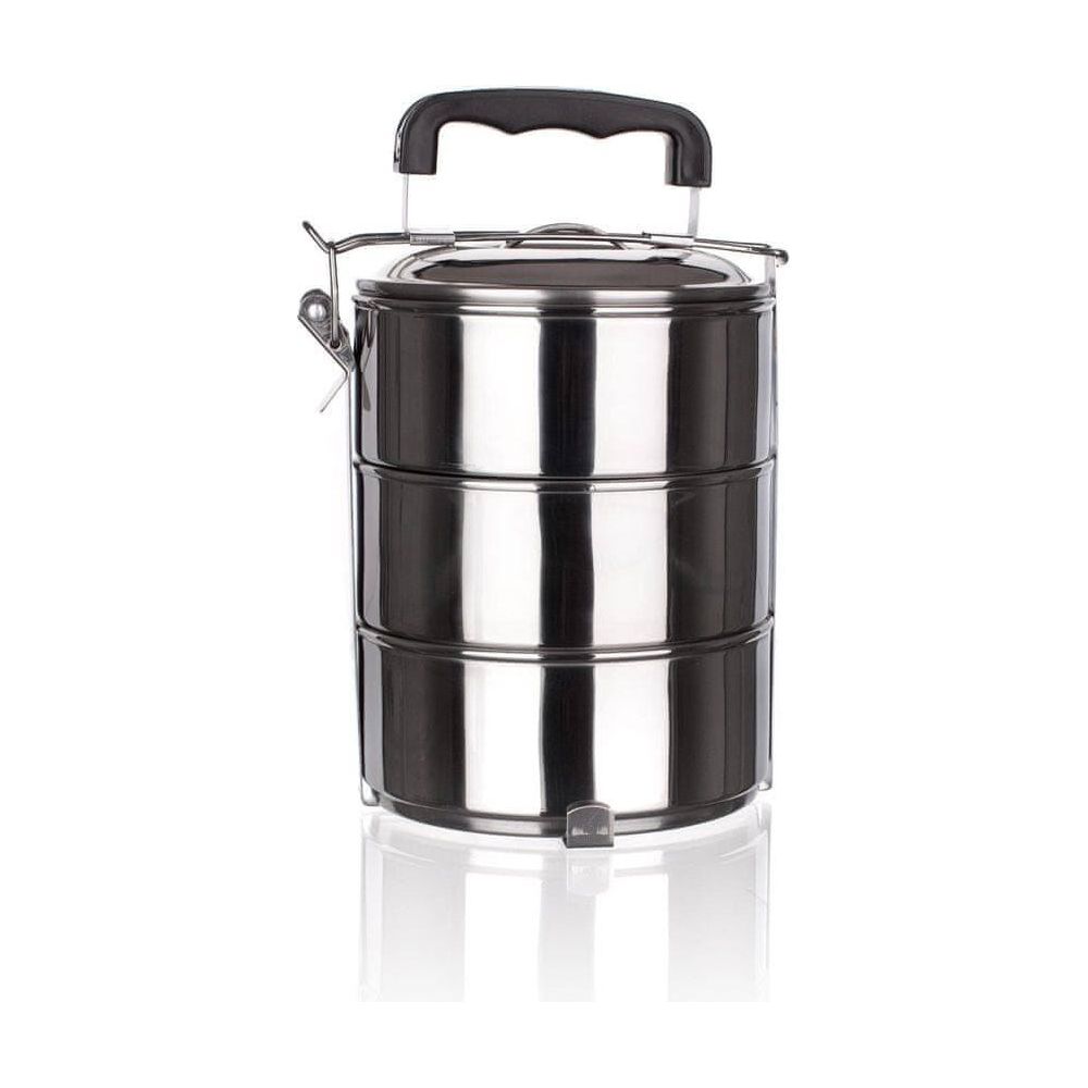 Stackable 3-Tier Stainless Steel Lunch Bento Box Tiffin - 23cm x 15cm