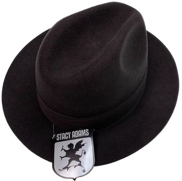 STACY ADAMS 100% Wool Felt Hat Warm Winter Fedora Trilby Style w Brim - Brown