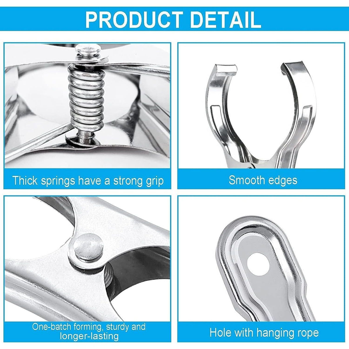 6x STAINLESS STEEL CLOTHES PEGS Laundry Clips Washing Line Clothespin