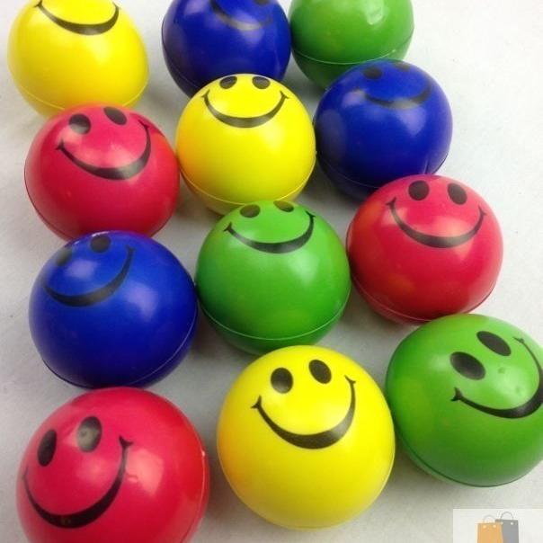 12x STRESS BALLS Hand Relief Squeeze Toy Reliever Antistress Soft Smiley MULTI