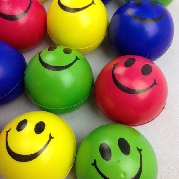 12x STRESS BALLS Hand Relief Squeeze Toy Reliever Antistress Soft Smiley MULTI