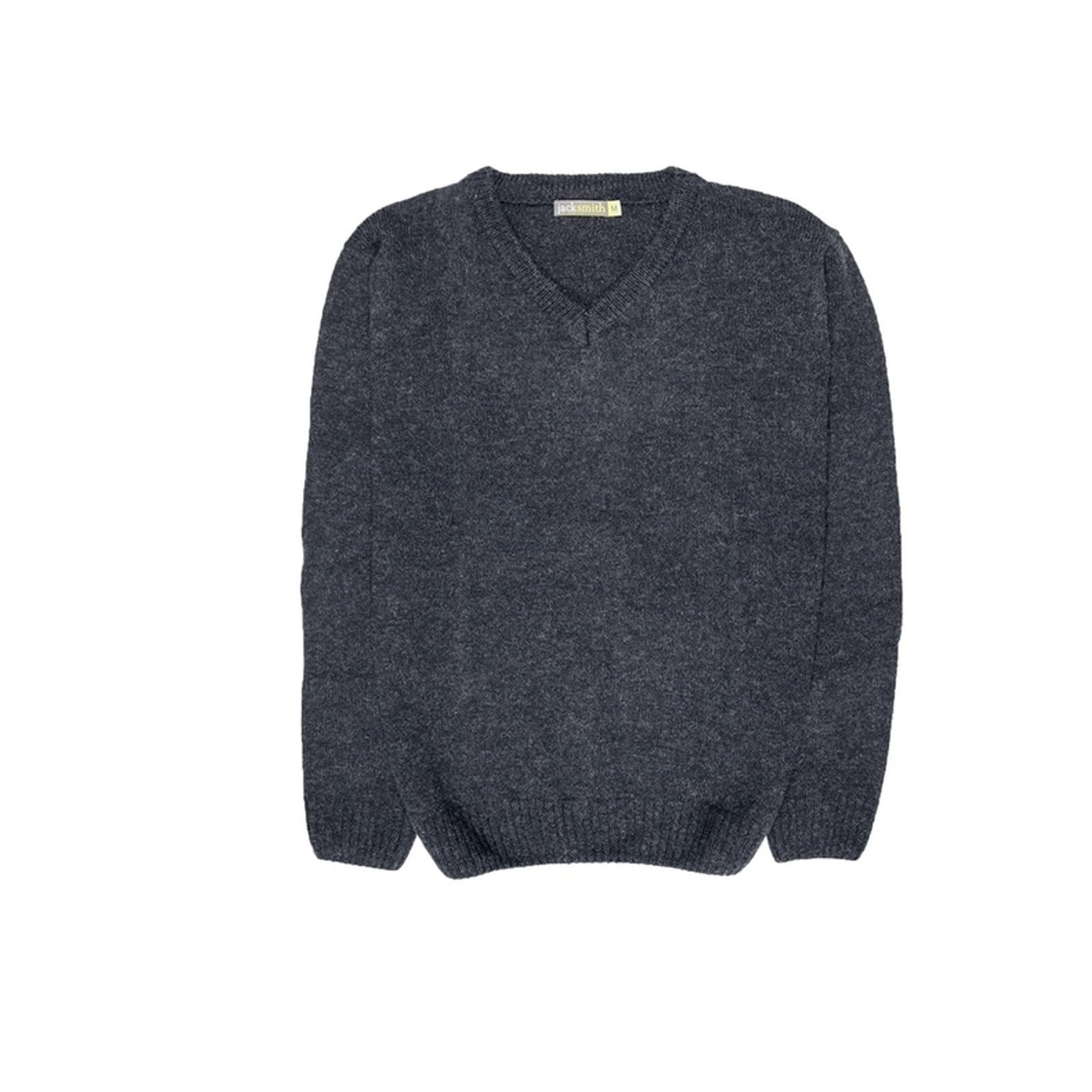 100% Shetland Wool V Neck Knit Jumper Pullover Mens Sweater Knitted - Navy (45) - M