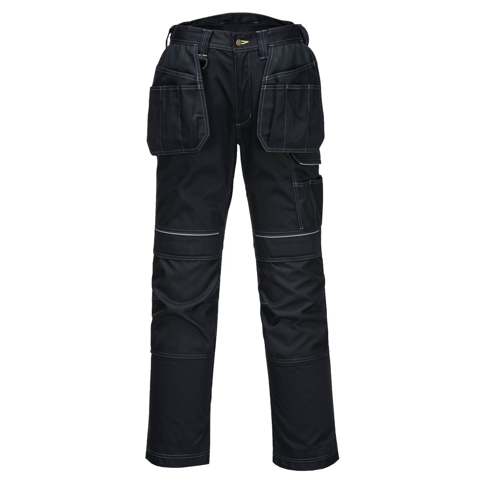 Tradies Cargo Pants Holster Work Trousers Pants w Free Kneepads Workwear Safety - Black