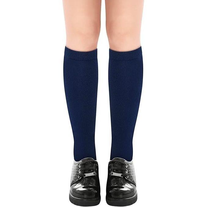 1x Pair School Uniform Knee High Socks Cotton Rich Girls Boys Kids - Navy - 2-8 (10-12 Years Old)