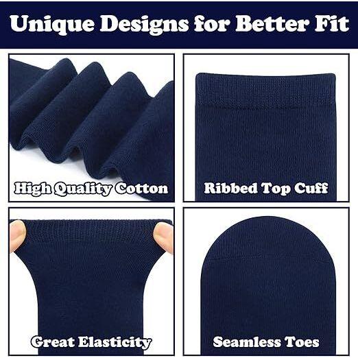 6x Pairs School Uniform Knee High Socks Cotton Rich Girls Boys Kids Bulk - Navy - 9-12 (5-8 Years Old)
