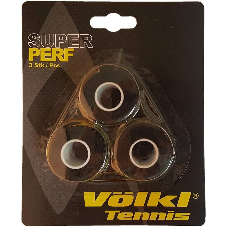 Volkl Super Perf Over Grip Overgrip Tennis Squash Badminton - 3 Pack - Black