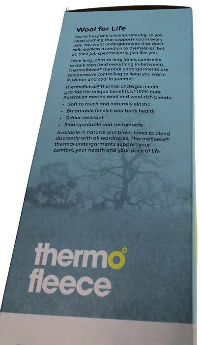 Thermo Fleece Ladies Wool Blend Camisole w Lace Thermal Thermals Womens Top  - Natural