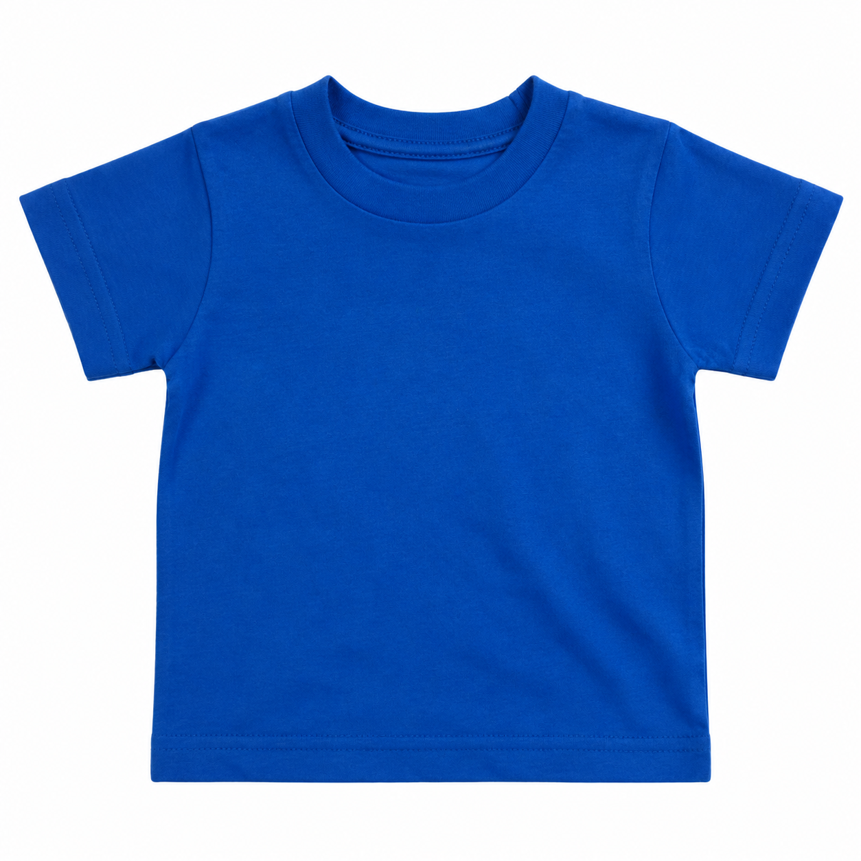 BABY & TODDLER PLAIN T SHIRT 100% COTTON Basic Blank Tee Top Teen Teenager Crew Kids - Bright Blue