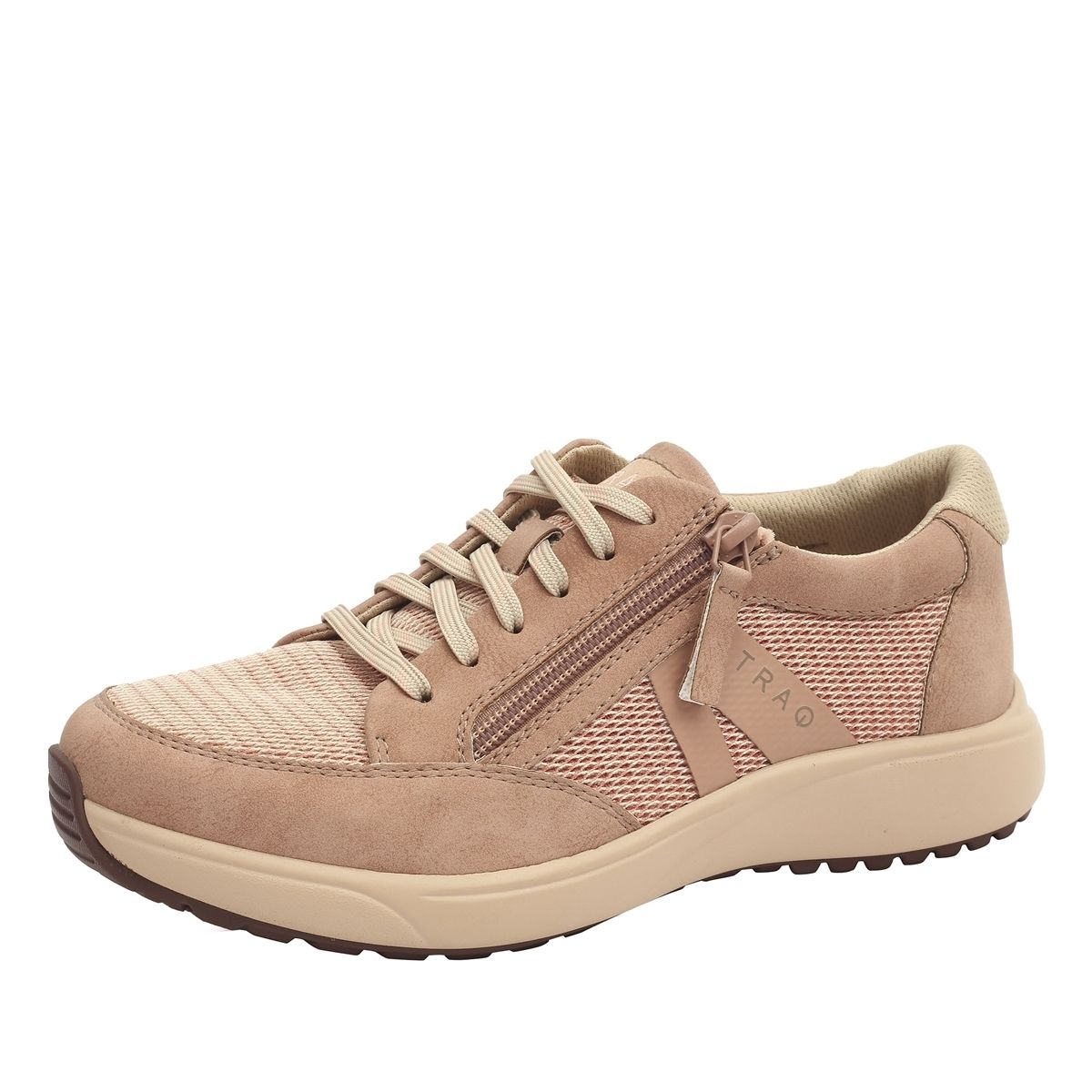 Alegria Womens TRAQ Eazee Athletic Hiking Sneaker Shoes w/ Side Zipper - Adobe