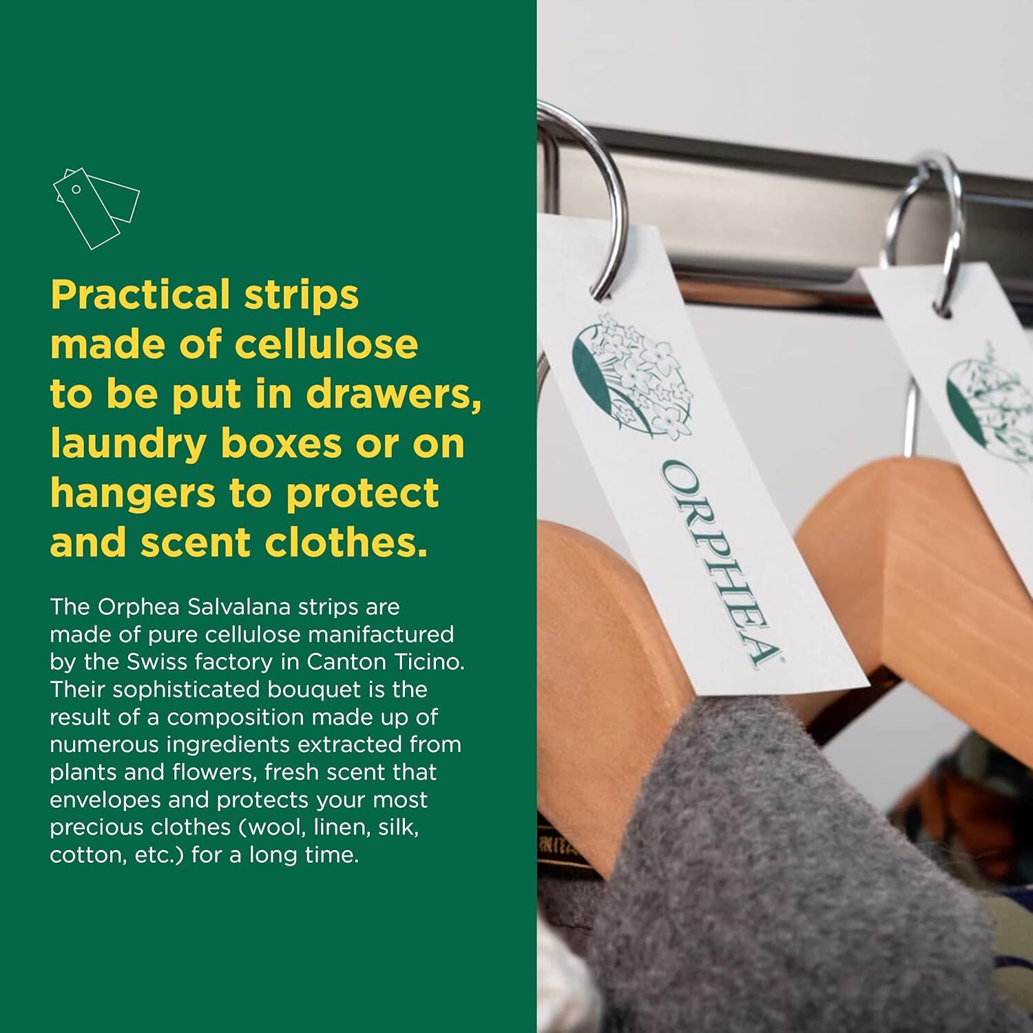 Orphea 2pcs Clothes Protector Flower Scented Natural Diffuser for Closet Wardrobe Hangers