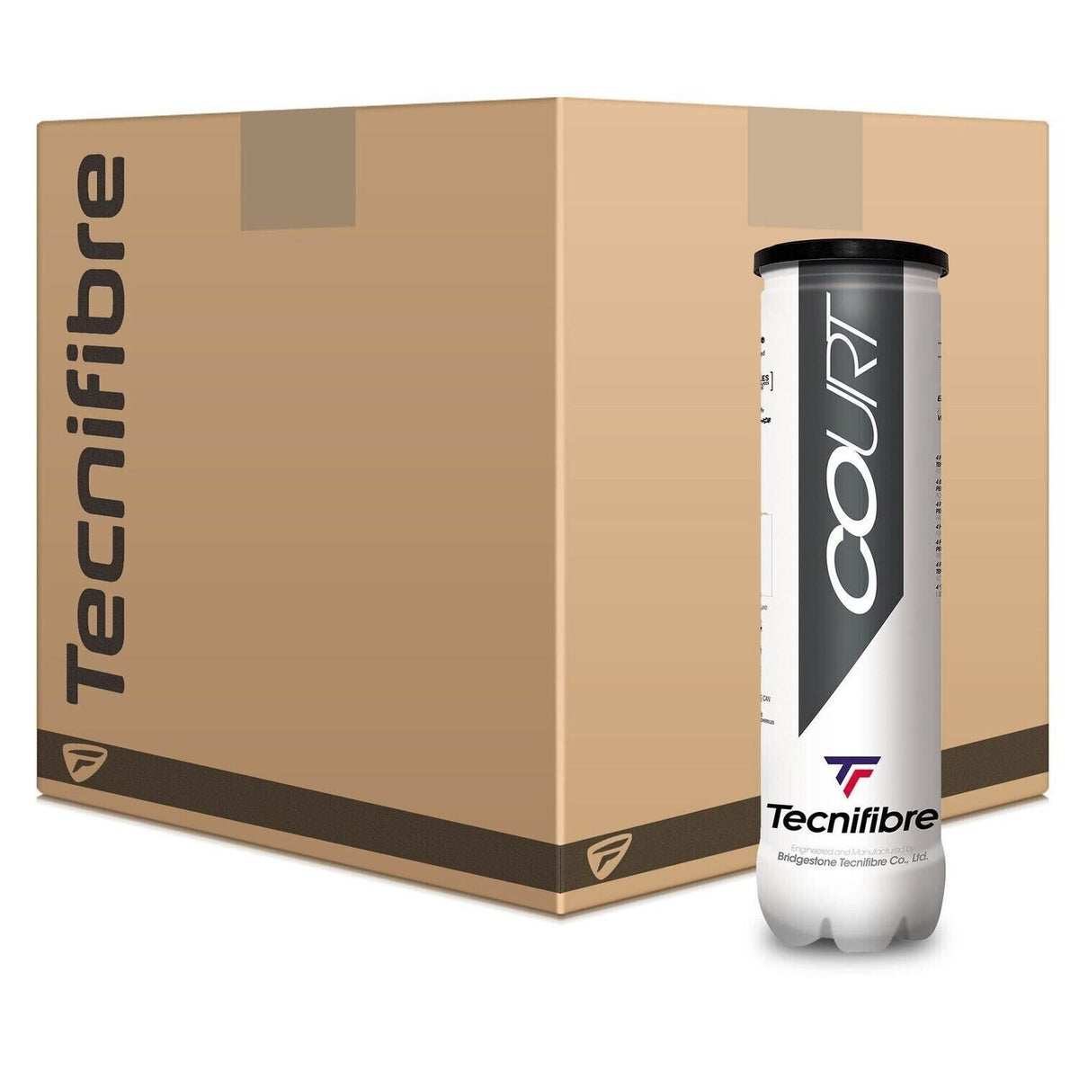 18 Cans of 4 Tecnifibre Court Tournament Tennis 72 Balls Bulk Box - ITF &amp; USTA Approved