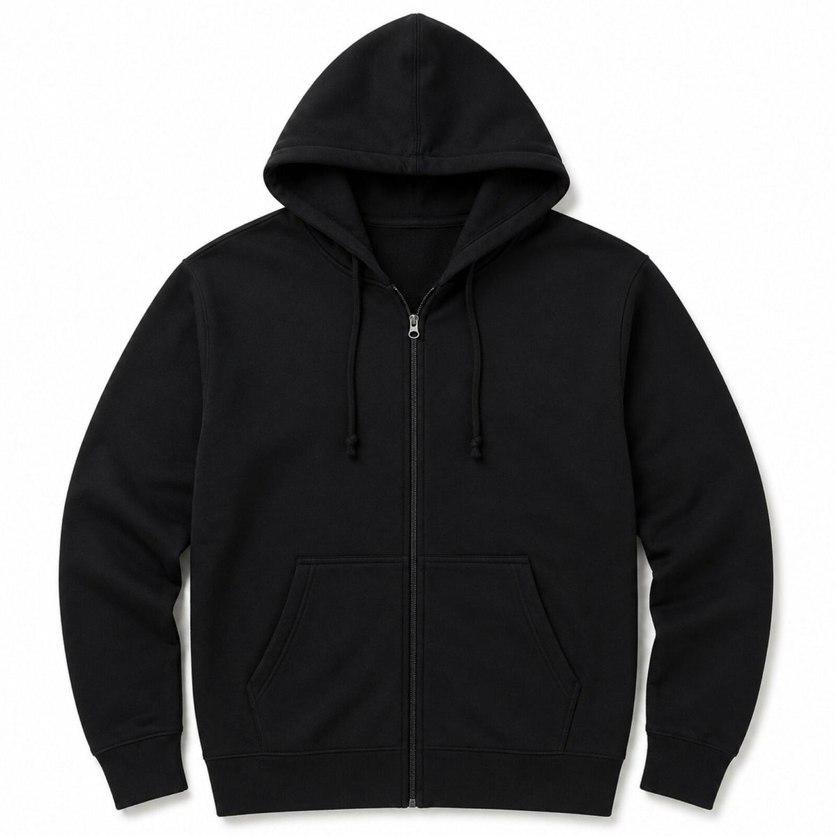 Mens Plus Size Full Zip Hoodie Fleece Jumper Jacket Winter Polyester - Black