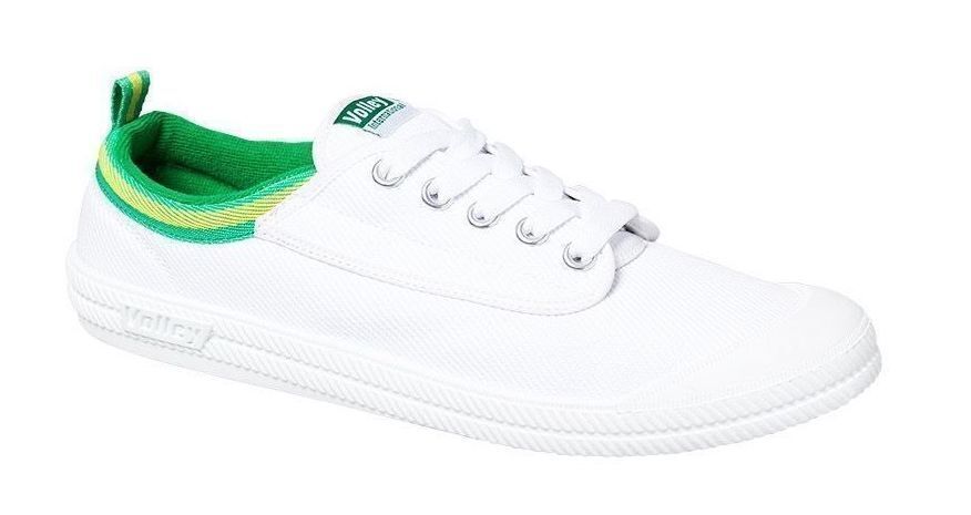 Volley International Mens Sneakers Casual Lace Up Shoes Canvas - White/Green/Gold