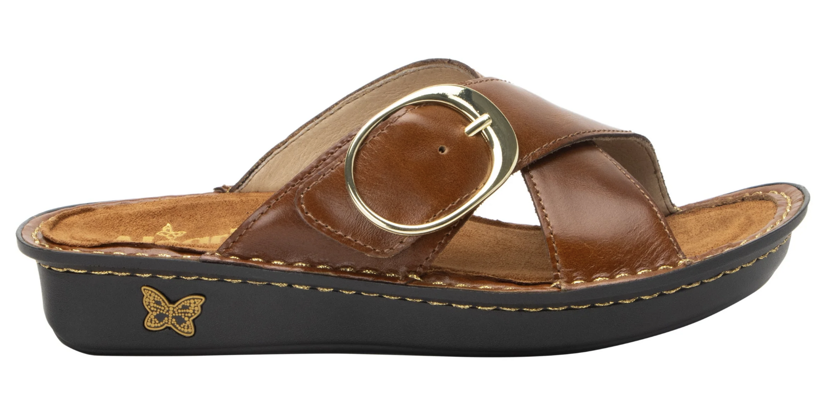 Alegria Vanya Womens Slide Sandals Shoes Leather - Luggage
