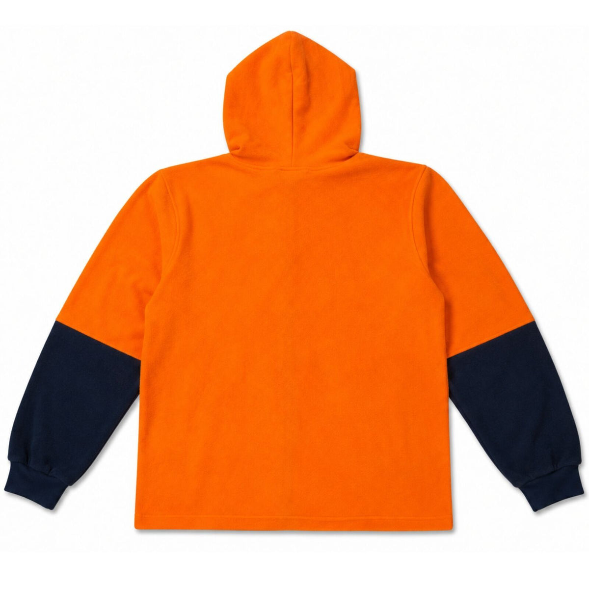 Hi Vis Polar Fleece Hoodie Full Zip Safety Workwear Jacket Jumper - Orange/Navy
