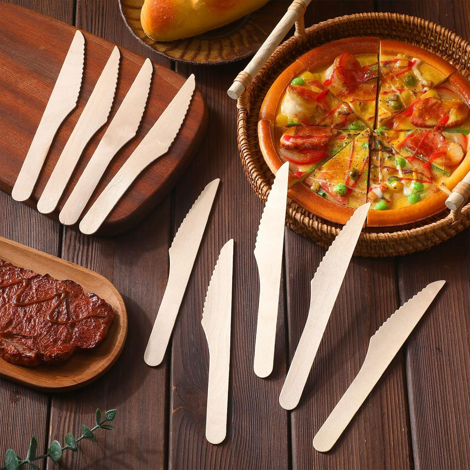 1800pcs 16.5cm Disposable Wooden Knives - Eco Friendly Cutlery - Extra Strong (Bulk)