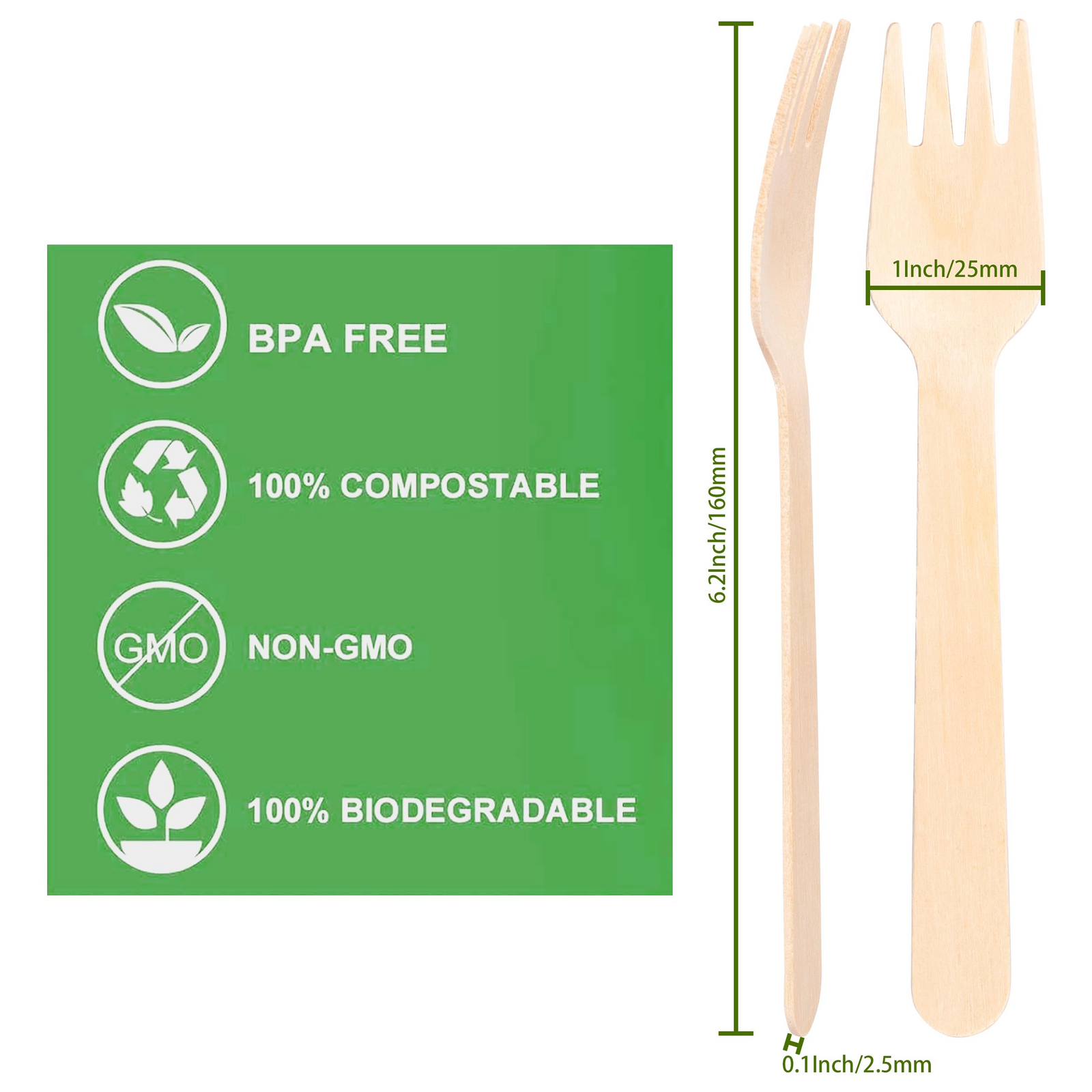 1800pcs Disposable Wooden Forks Eco Friendly Cutlery Extra Strong Bulk (16cm Long)
