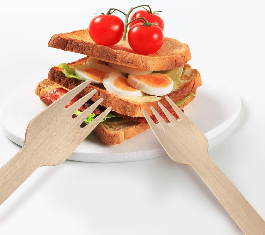 1800pcs Disposable Wooden Forks Eco Friendly Cutlery Extra Strong Bulk (16cm Long)