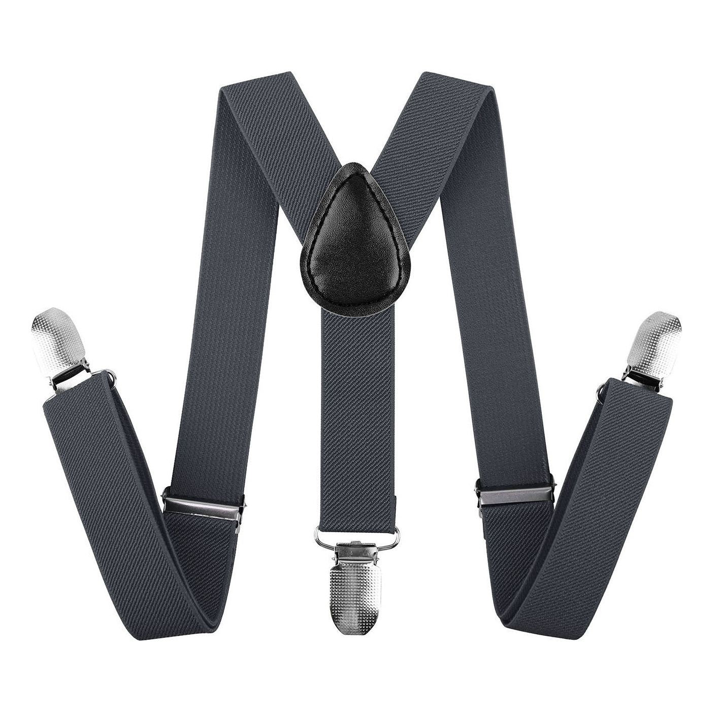 35mm WIDE SUSPENDERS Mens Adjustable Braces Clip On Trouser Elastic Y-Back - Black
