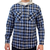 Mens Cotton Flannelette Shirt w Jersey Hood Long Sleeve Flannel - Denim - L